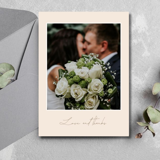 Simple amour Merci Mariage photo Merci (Simple Love Thanks Photo Wedding Thank You Card)