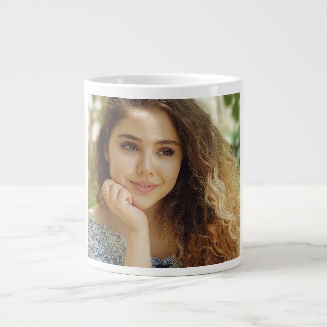 Simple and Chic Personalized Photo Jumbo-Tasse (Vorderseite)