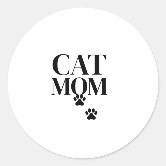 Simple and Cute Cat mom  Runder Aufkleber (Vorderseite)