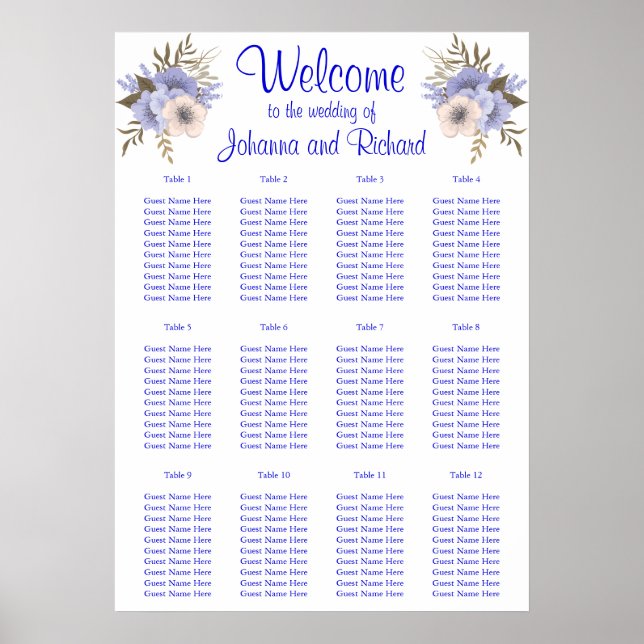 Simple and essential,blue Seating Charts Poster (Vorne)