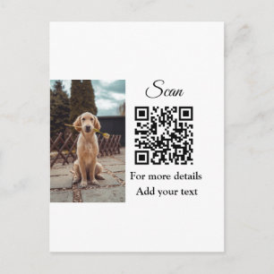Simple animal name details QR code add text photo Postkarte