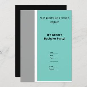 SIMPLE AQUA BLACK BLACK BACHELOR INVITATION