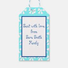 Simple Aqua Blue and White Bow Muster Geschenkmark