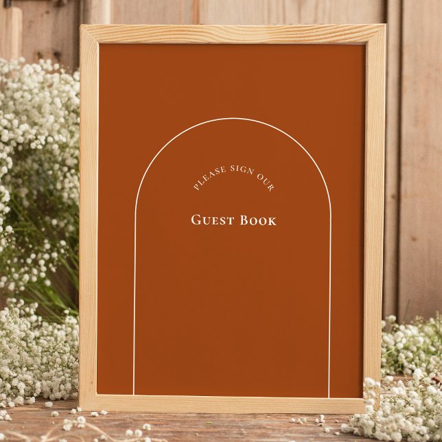 Simple Arch Terracotta Wedding Guest Book Sign Poster (Von Creator hochgeladen)