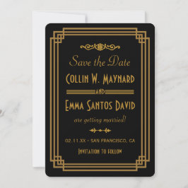 Simple Art Deco Black Save the Date