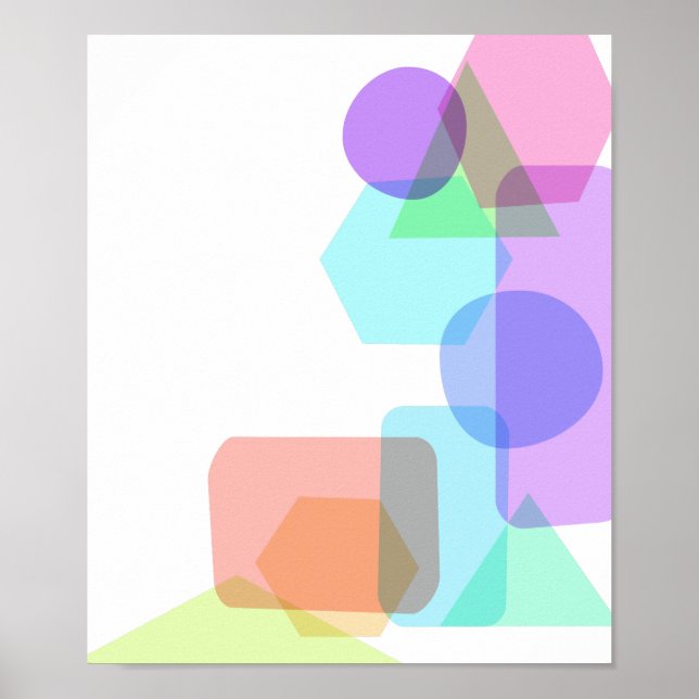Simple Asymmetrical Pastel Color Geometric Shapes Poster (Vorne)