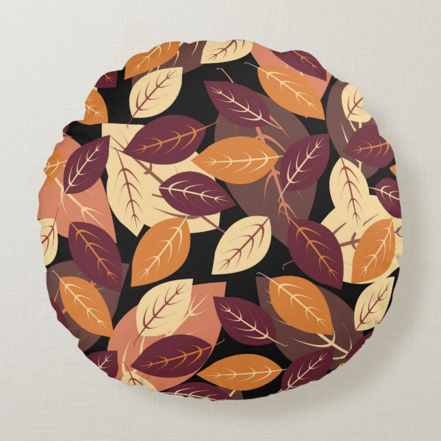 Simple automne laisse foncé Coussin rond (Devant)