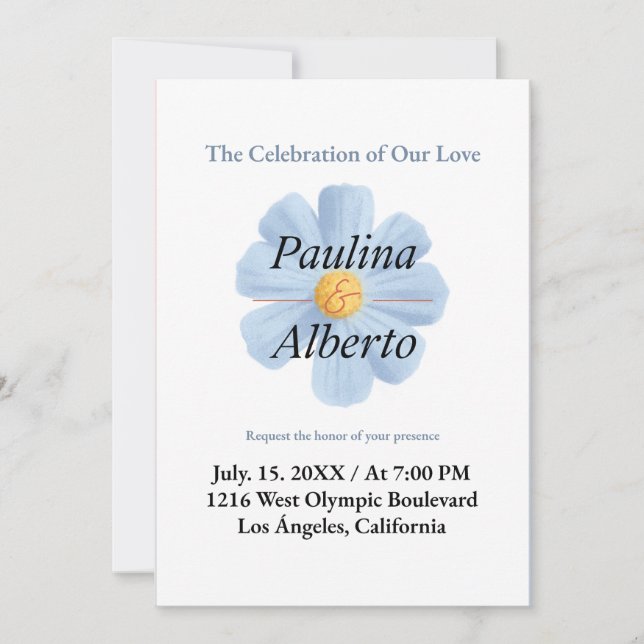 Simple avec une belle Faire-part de mariage à fleu (Devant)