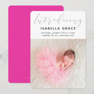SIMPLE BABY FOTO modern Einführung Mädchen pink Ankündigung
