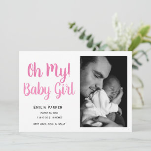 Simple Baby Girl Foto Collage Geburtserklärung Ankündigung