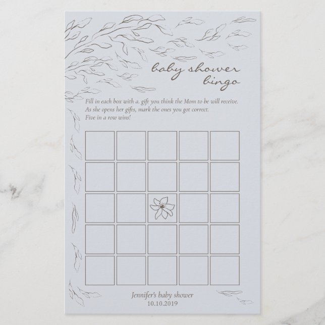 Simple Baby Show Bingo Game Blue (Vorderseite)