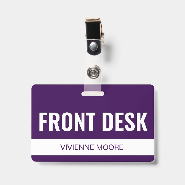 Simple Badge d'identité de l'employé de la récepti (Avant avec clip)