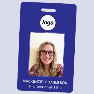 Simple badge photo d'identité professionnelle bleu