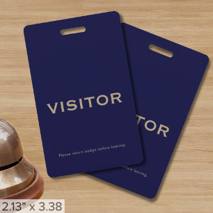 Simple Badge Visiteur Bleu Marine   Vertical