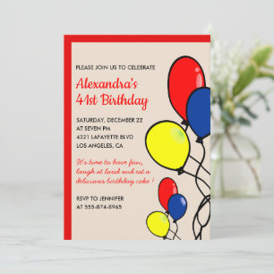 Simple Balloons 41. Geburtstagseinladungen Einladung
