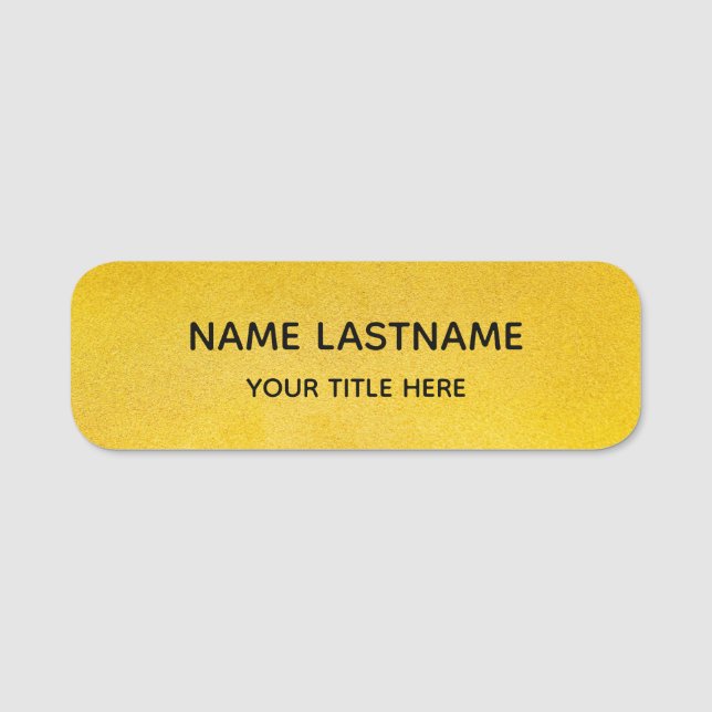 Simple Basic Faux Gold Title Safety Pin Magnetic Namensschild (Vorderseite)