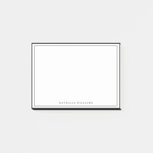 Simple Basic Personalize Black Border Stationery Post-it Klebezettel (Vorderseite)