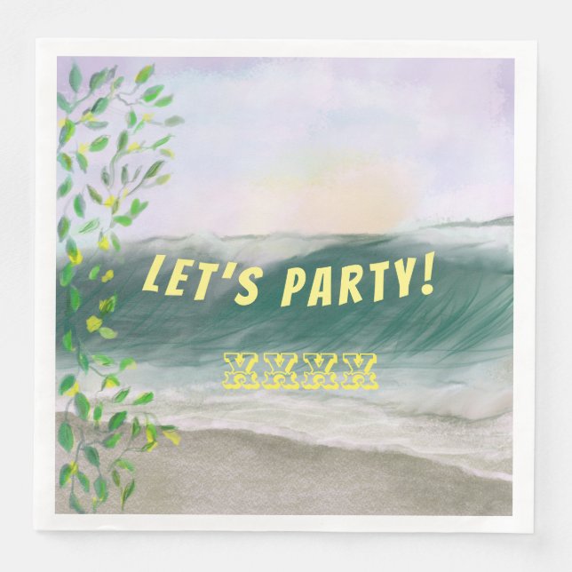 Simple Beach Birthday Picnic Serviette (Vorderseite)