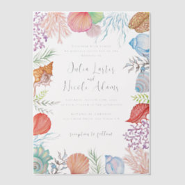 Simple Beach Blue Ocean Seashell Wedding