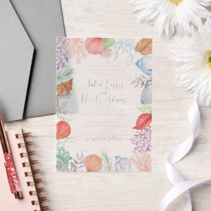 Simple Beach Blue Ocean Seashell Wedding