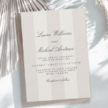 Simple Beach Sand Cabana Stripes Wedding Einladung<br><div class="desc">With the colors of a sugar sandy beach, this chic and simple white-on-white cabana stripes wedding invitation in lightest sand beige and ivory is perfect for coastal or destination weddings. For couples who wish to blend casual charm with timeless elegance the design features soft vertical wide stripes with a classic...</div>