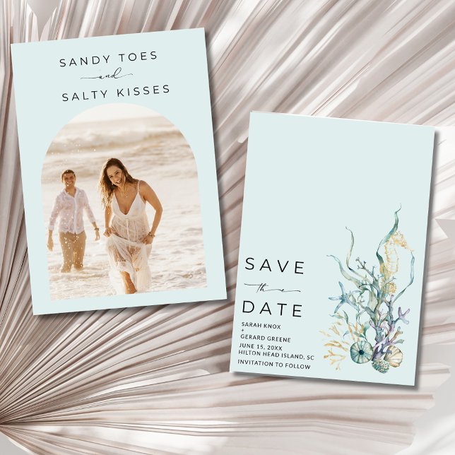 Simple Beach Wedding Foto Save the Date (Simple Beach Wedding Photo Save the Date)
