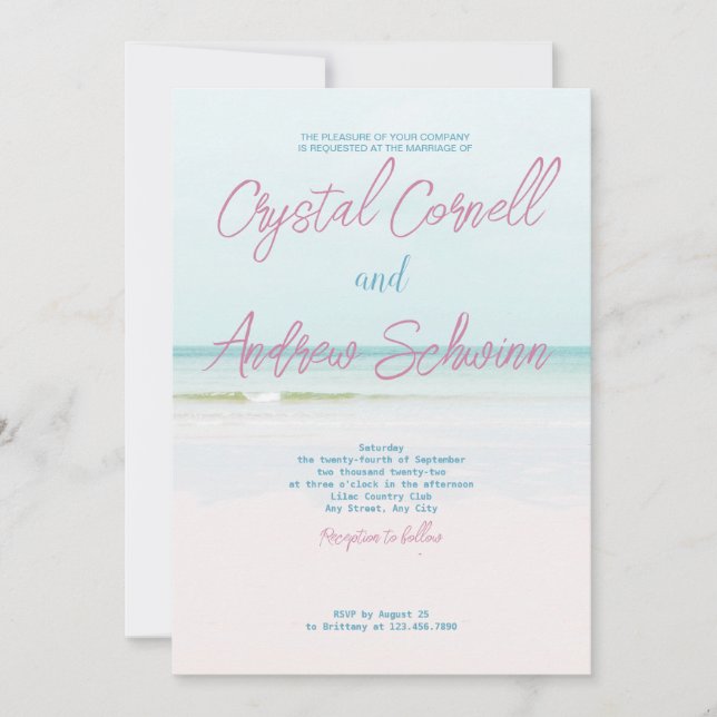 Simple Beach Wedding Invitation (Devant)
