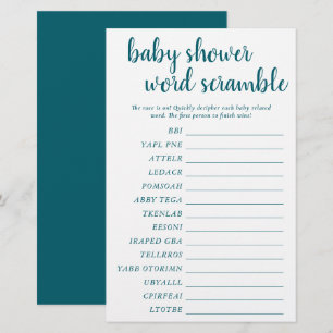 Simple Bébé Mot Scramble Carte de jeu Aqua Turqu