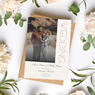 Simple Bege Photo Faire-part de mariage