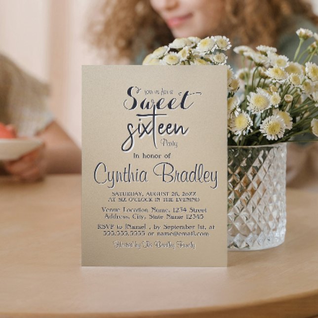 Simple Beige 16 . Geburtstag Birthday Party Einladung (Von Creator hochgeladen)