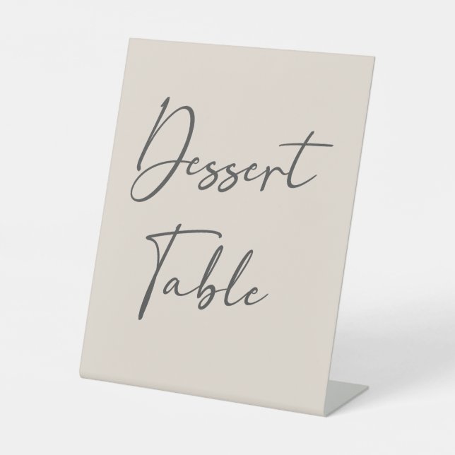 Simple Beige Elégant Mariage Dessert Panneau Table (Recto)