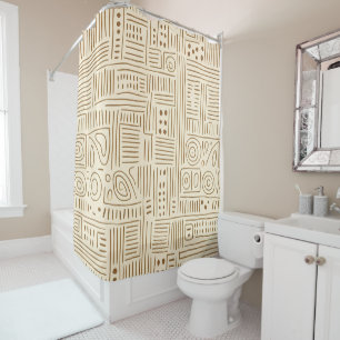 Simple Beige Japandi Duschvorhang