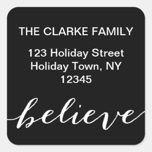 Simple Believe Holiday Étiquette de adresse   Blan