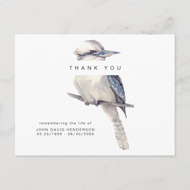 Simple Bird Funeral Loss of Life Danke Postkarte (Vorderseite)