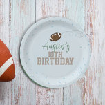 Simple Birthday Cute Sports Football Party Fun Pappteller<br><div class="desc">This design features birthday kids boy sports football, simple modern cute game time, minimalist football field, football athlete fun whimsical, children birthday celebration, sports themed birthday party paper plate, minimal game day fall sports, with team athletics numbers downs, a simple touchdown any age boy, a fun kids birthday party invitation...</div>