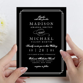 Simple Black and White Modern Wedding Invitation Feiertagskarte