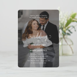 Simple Black and White Overlay Photo Wedding Einladung