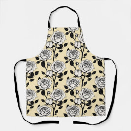Simple Black And White Roses In A Graphic Style Schürze