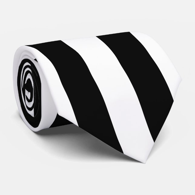 Simple Black and White Wide Vertical Stripes Krawatte (Gerollt)