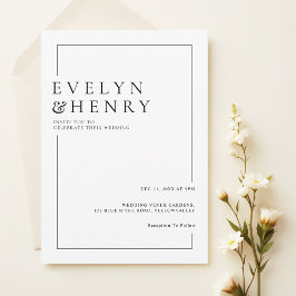 Simple Black Border Modern Typography Wedding Einladung