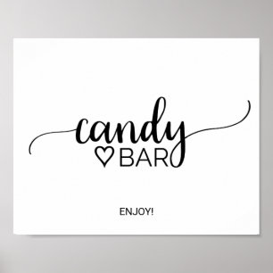 Simple Black Calligraphy Candy Bar Sign Poster