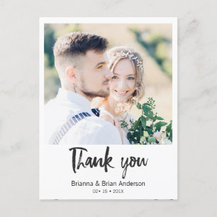 Simple Black Calligraphy Foto Vielen Dank Postcard Postkarte