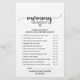 Simple Black Calligraphy Mommy oder Daddy Game