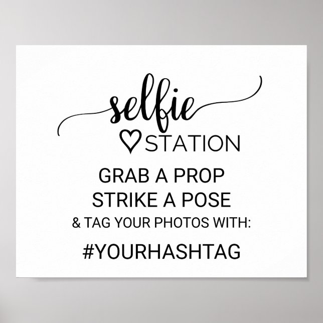 Simple Black Calligraphy Selfie Station Sign Poster (Vorne)