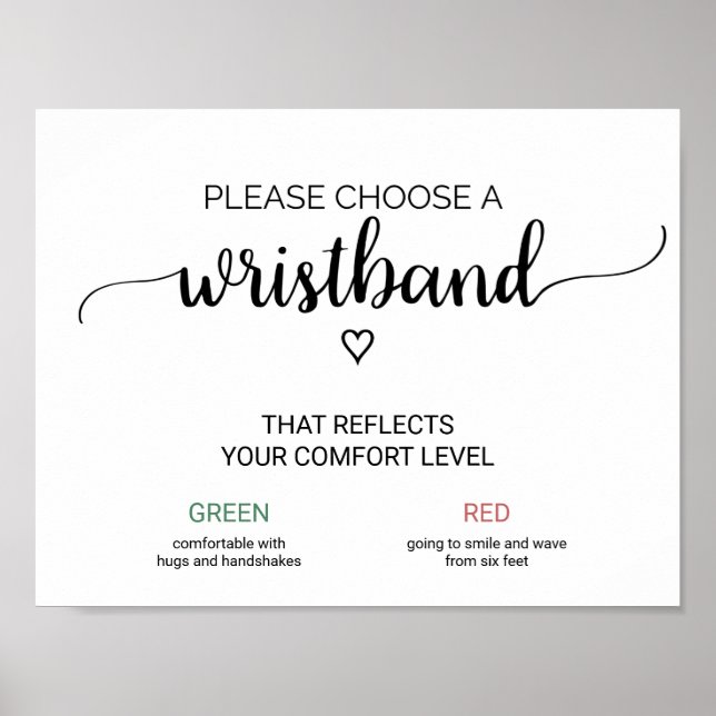 Simple Black Calligraphy Wedding Armband Sign Poster (Vorne)
