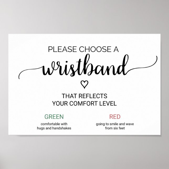 Simple Black Calligraphy Wedding Armband Sign Poster (Vorne)