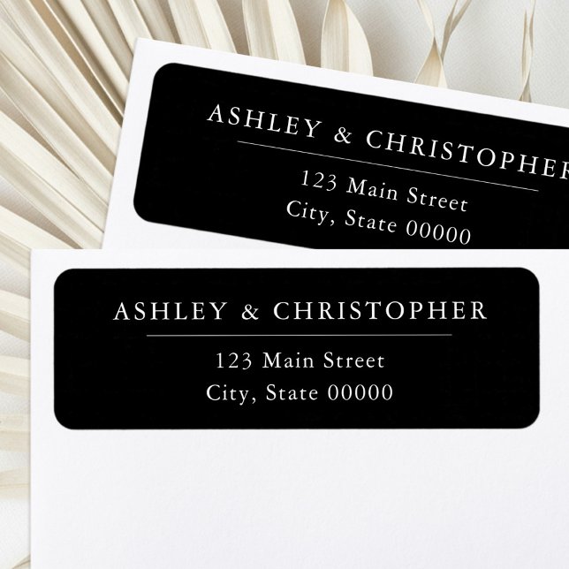 Simple Black Elegant Wedding Return Address (Von Creator hochgeladen)