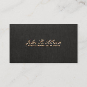 Simple Black Faux Linen Carte de visite comptable