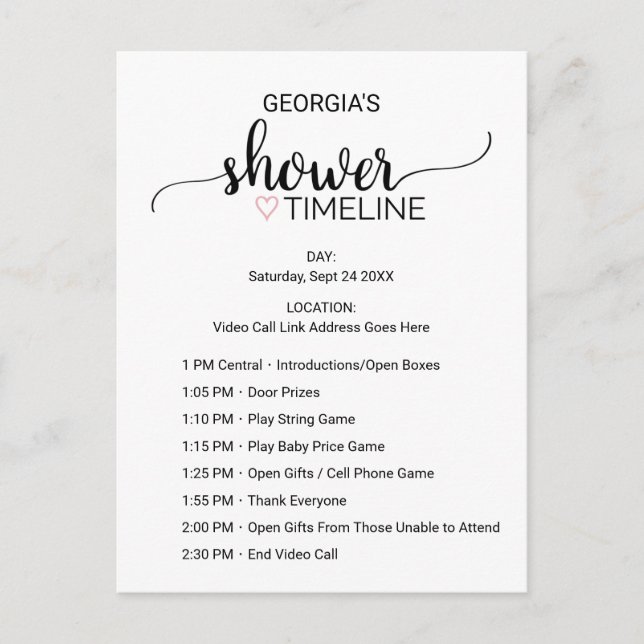 Simple Black Girls Baby Shower Order of Events Postkarte (Vorderseite)