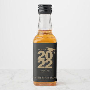 Simple Black & Gold Graduation Mini Étiquette d'al